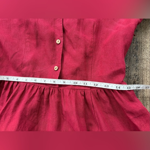 Son de Flor Classic Marsala Red Dress with Garden Embroidered Collar Size Small - Picture 4 of 11